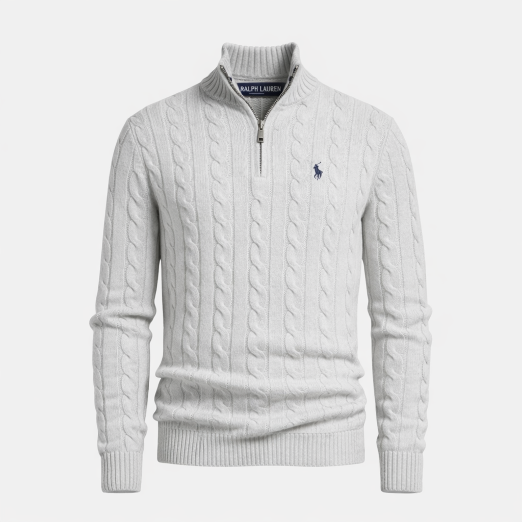 R&L CABLE-KNIT ZIP SWEATER SET