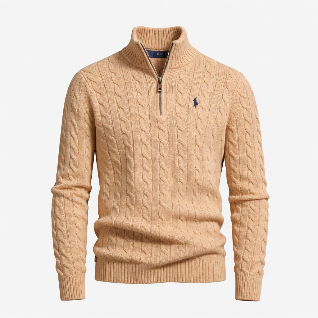 R&L CABLE-KNIT ZIP SWEATER SET