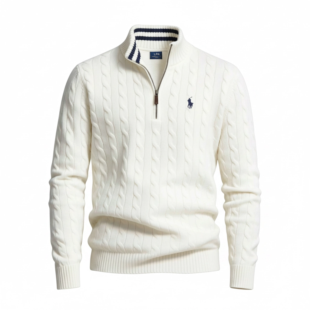 R&L CABLE-KNIT ZIP SWEATER SET