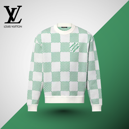 LV™ Texturierter Damier Karomuster-Strickpullover