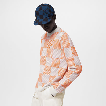 LV™ Texturierter Damier Karomuster-Strickpullover